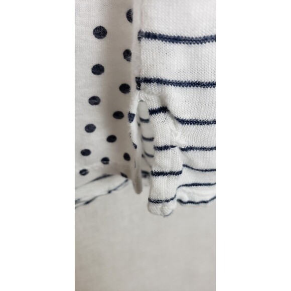 Daniel‎ Rainn Blouse Top Size Small Polka Dot Striped White Black Linen Blend - Picture 5 of 7